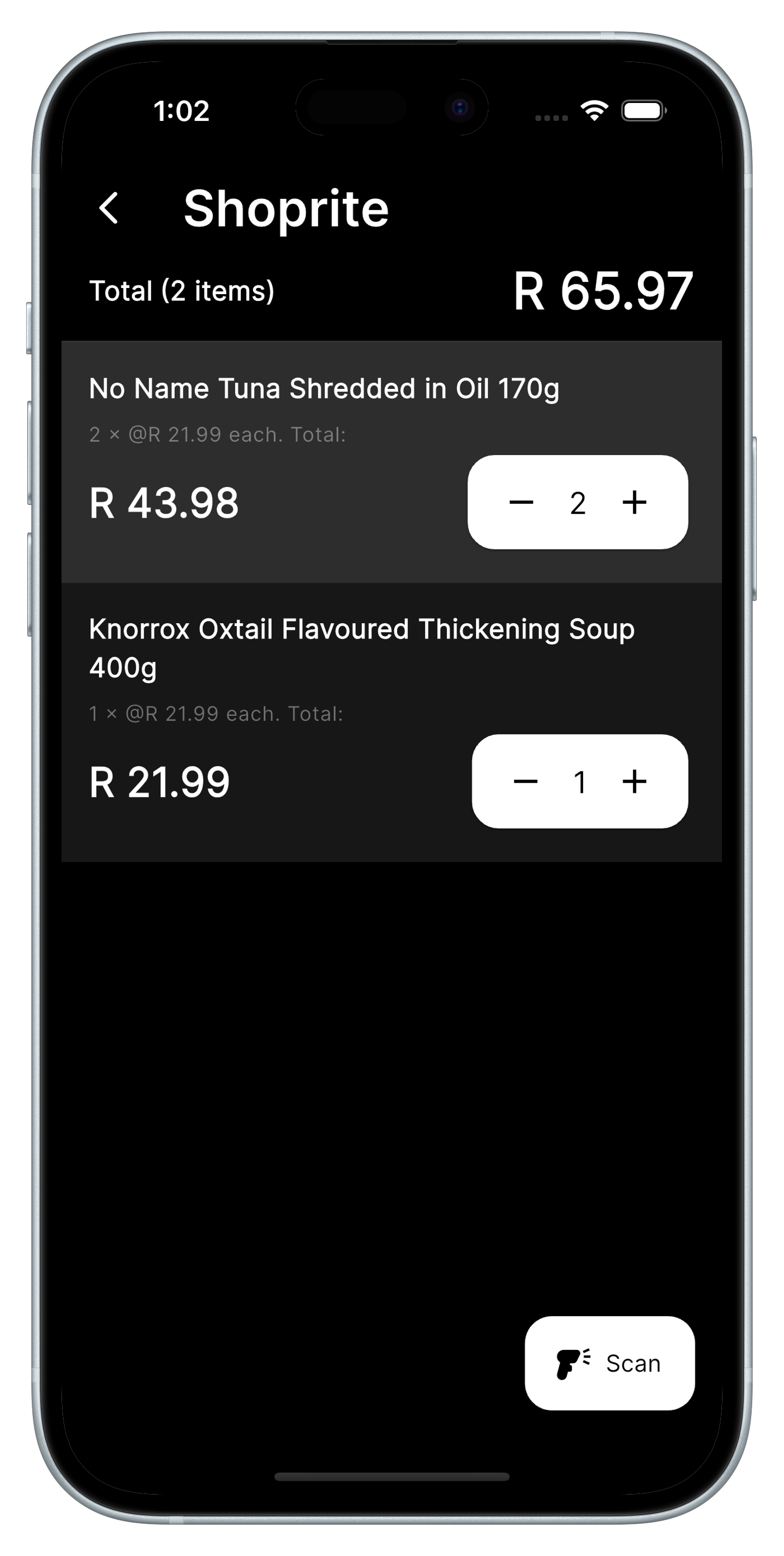Tally Go shopping list 